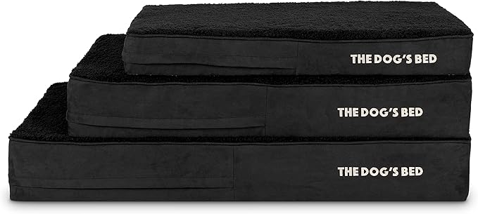 The Dog’s Bed Orthopedic Memory Foam Dog Bed, Medium Black Plush, Pain Relief for Arthritis, Hip & Elbow Dysplasia, Post Surgery, Lameness, Supportive, Calming, Waterproof Washable Cover