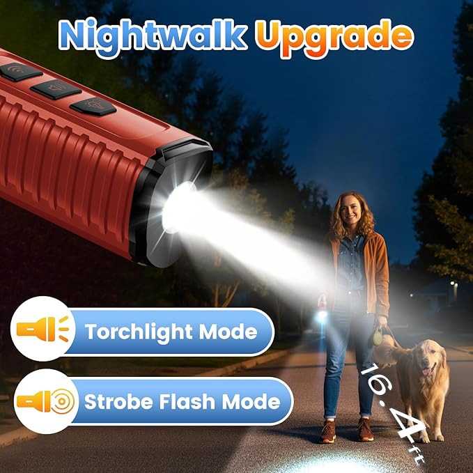 Dog Bark Deterrent Device, Anti Barking Device for Dogs 3X Ultrasonic to Stop Barking Neighbors Dog| 50ft Range, 5 Adjustable Modes, Flashlight & Beep | Safe & Effective for Small, Medium & Large Dogs