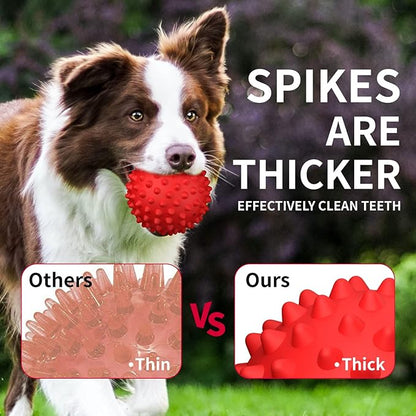 Apasiri Dog Balls Squeaky Dog Toys for Large Dogs, Dog Toys for Aggressive Chewers, Tough Spiky Dog Ball, Floatable Rubber Pet Toys for Medium Breed, Beef Flavor, Pack of 2