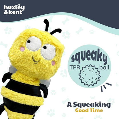 Huxley & Kent Funny Dog Toy w/Squeaker – Power Plush Squeaky Dog Toys for Small, Medium & Large Dogs – Soft Stuffed Animal for Indoor Play & Fetch - Slappies® Buzz Bee, Large