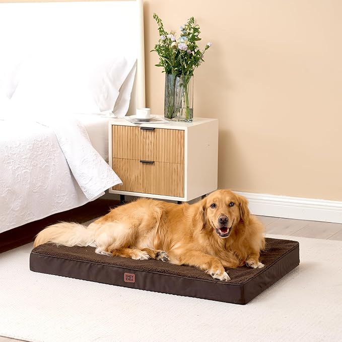 EHEYCIGA Orthopedic XXL Dog Beds for Jumbo Dogs with Removable Washable Cover,Brown, 50x36