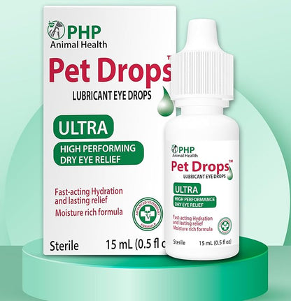 Ultra Lubricant Pet Drops 15 ml - Eye Drops for Cats and Dogs - Moisture Rich Formula, Fast Acting Hydration Dogs Eye Drop for Dry Eyes, Artificial Tears for Extra Dry Eye (Made in U.S.A)