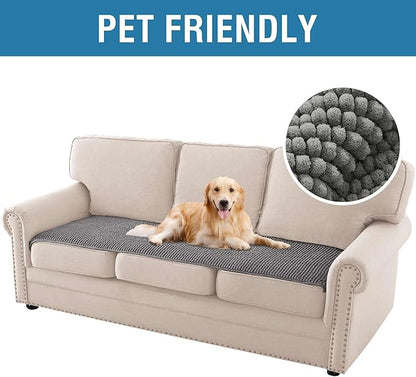 H.VERSAILTEX Plush Chenille Couch Cover for 3 Cushion Couch Anti Slip Washable Sofa Slipcovers Soft and Durable Furniture Protector for Dogs Cats Kids (27.5" x 82", Gray)