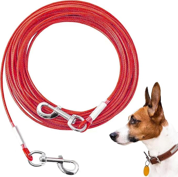 Tie Out Cable for Dogs,150FT Dog Leads,Heavy Duty Tie Out Cable for Large Dogs Up to 125lbs,Durable Dog Runner Tether Line for Outdoor,Yard