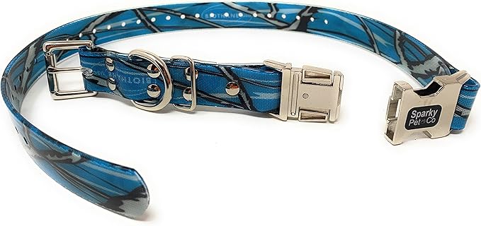 Sparky Pet Co - Apollo ECollar Replacement Strap - Dog Collar - Waterproof Biothane - Adjustable - Double Buckle - Quick Snap Metal Clasp - for Invisible Fence Systems - 1" x 30" (Blue Camo)
