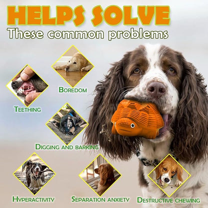 Indestructible All-Rubber Squeaky Dog Toy for Aggressive Chewers, Tough Durable Chew Toy for Medium & Large Breeds, Safe One-Piece Turtle Design, Teeth Cleaning & Boredom Relief