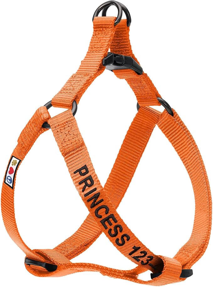 Pawtitas Personalized Dog & Puppy Harness Medium Orange Custom ID Tag Adjustable No Pull Vest
