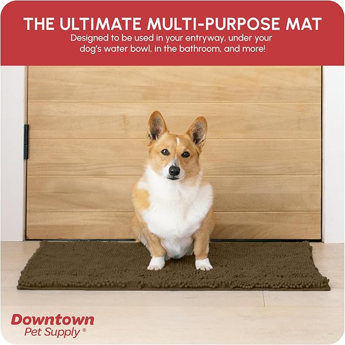 My Doggy Place Dog Mud Mat, 31" x 20" Brown – Thick Microfiber Entry Rug for Snow, Mud & Salt – Absorbent, Quick-Dry, Washer-Safe & Non-Slip, Medium