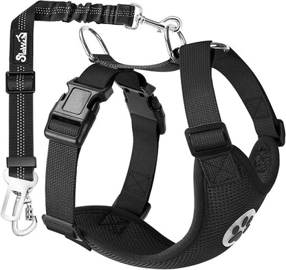 Lukovee Dog Seat Belt for Car, Adjustable Dog Car Harness for Large Medium Small Dogs, Soft Padded & Breathable Mesh Dog Seatbelt with Car Vehicle Connector Strap (Black Double Clip,Medium)