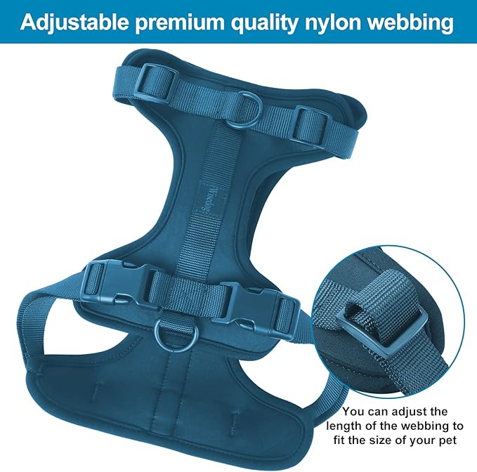 No Pull Lightweight Dog Harness: Adjustable Durable Breathable Mesh Pet Vest Harness with Soft & Comfortable Cushion, for Small Medium Large Dogs (Medium, Navy)