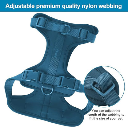 No Pull Lightweight Dog Harness: Adjustable Durable Breathable Mesh Pet Vest Harness with Soft & Comfortable Cushion, for Small Medium Large Dogs (L, Navy)