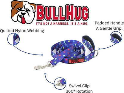 BULLHUG 6 FT Bulldog Leash with Padded Handle. Perfect for Bulldogs, French Bulldogs, Pugs & All Breeds. Leashes for Walking, Training Lead for Bulldogs (Polka Dots)