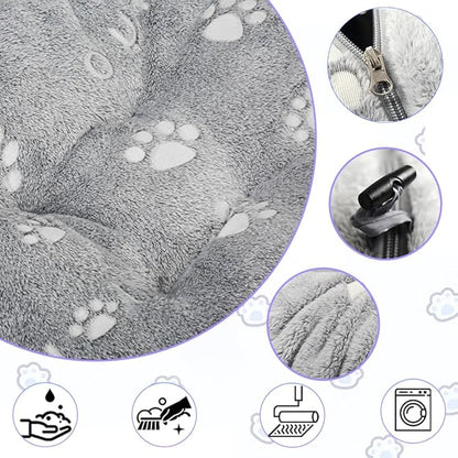 Cat Tunnel Bed, Cat Tunnels for Indoor Cats, Cat Donut Tunnel Toy with Washable Circle Cushion, Straight Shaped Tunnel, 4 Fluffy Balls, Blackout Tent, Self-Luminous Cat Toys（Grey）