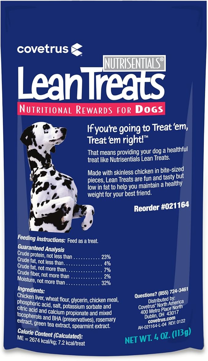 Covetrus Nutrisential Lean Treats for Dogs - Small, Medium & Large Dogs (K9) - Nutritional Low Fat, Bite-Size - Soft Chicken Flavor - 1 Pack - 4oz