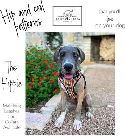 Lucky Love Dog Harness, Easy to Walk, No Pull Dog Harness, Adjustable Custom Fit (Hippie, Medium)