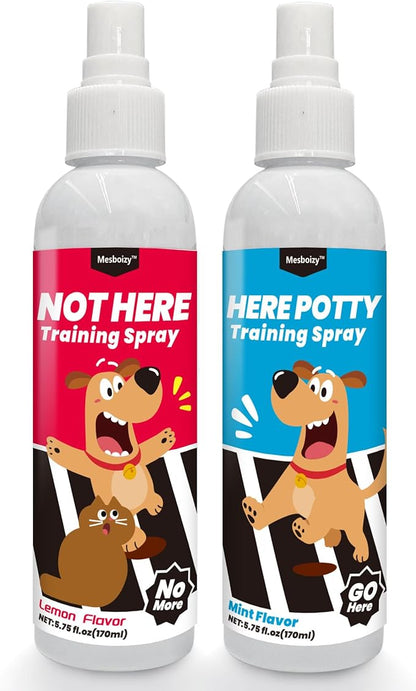 Mesboizy Dog Pee Spray Set, Includes Here Potty & Not Here Training Spray, Puppy Pee Spray, Helps Dogs Develop Proper Potty Habitss (5.75 fl oz Each)