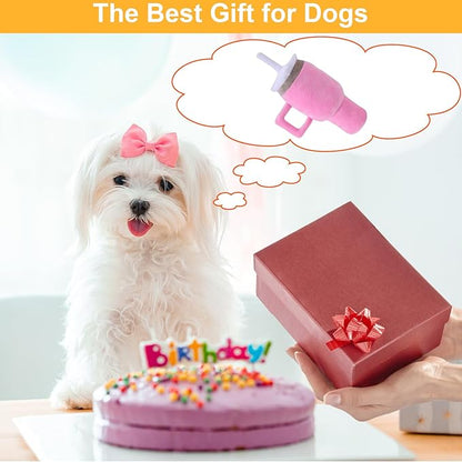 Mity Rain Funny Tumbler with Handle Cup, Interactive Squeaky Dog Toys for Small/Medium/Large Dogs (1 Pink)