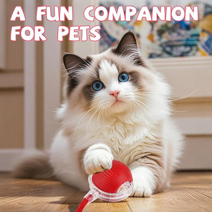FUICZSN Automatic Interactive Cat Toys Ball, Motion Activated Kitten Toys with Twitchy Tail, 3 Speed Modes & Rechargeable Battery, Fun Indoor Cat Enrichment Toys for Small Medium Large Cats (Red)