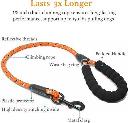 iYoShop Dual Dog Leash - 360° Swivel, No Tangle Walking Leash with Shock Absorbing Bungee for Two Dogs (Large, 25-150 lbs, Orange)
