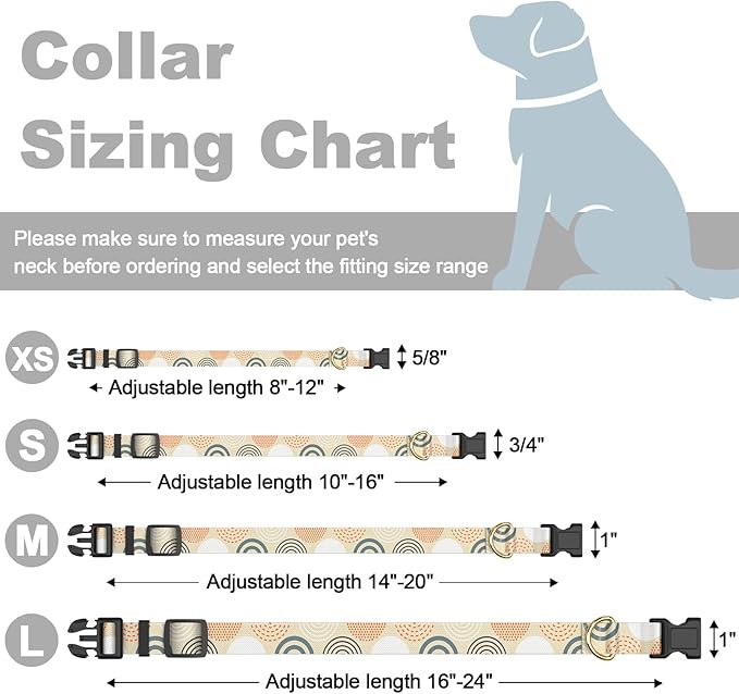 Rnivvi Dog Collar for Small Dogs, Cute Heavy Duty Adjustable Puppy Collar with Quick Release Buckle for Girl & Female, Pet Accessories for Walking Running, XS Length 5/8" Width, Modern Circle Art