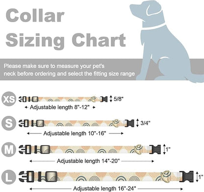 Rnivvi Dog Collar for Small Dogs, Cute Heavy Duty Adjustable Puppy Collar with Quick Release Buckle for Girl & Female, Pet Accessories for Walking Running, S Length 3/4" Width, Modern Circle Art