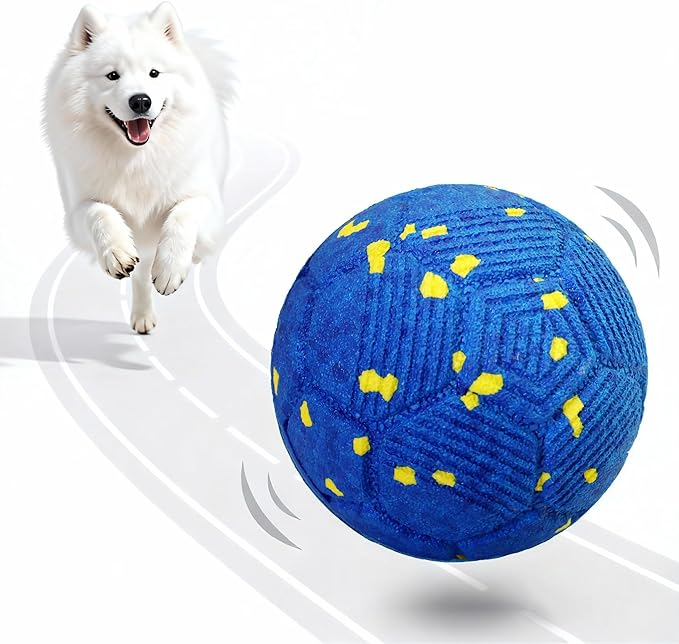 Smart Interactive Dog Ball, Dog Soccer Ball, Auto-Rolling, Bouncing and Rotating with Chew-Resistant E-TPU Material, IP54 Waterproof for Medium and Large Dogs (Blue)