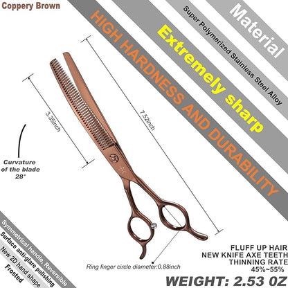 High-end Professional Dog Grooming Curved Thinning Scissors Teeth Blending Shears Pet Texturizing Thinner Blender Shears 7 Inch Extremely Very Sharp Made Of Stainless Steel Alloy For Dog Cat Groomer