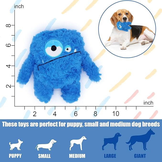 HUGEME Plush Squeaky Dog Toy, Crinkle Stuffed Dog Toy Keep Them Busy Tug of War Birthday Dog Chew Toy for Small Medium Large Dogs (Blue)