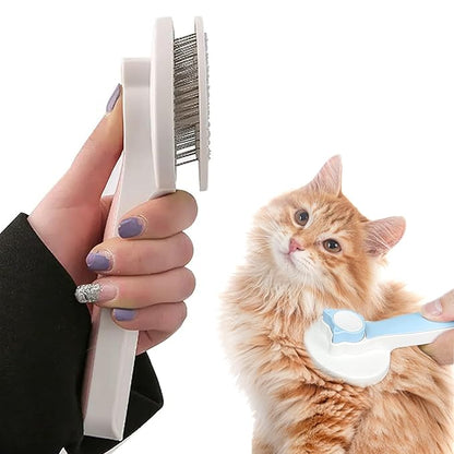 Cat Grooming Brush Slicker Brush for Pet Self Cleaning Hair Removal with Stainless Steel Needles Shedding & De-Matting Tool Hair Remover for Pet Dogs Cats (Blue)