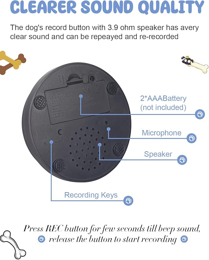 Dog Buttons for Communication, 8 Pcs Dog Talking Button Set, 30s Recordable Voice Pet Buzzer Training Buttons, Speaking Button for Dogs with Waterproof Anti-Slip Dog Button Mat and 48 Scene Stickers