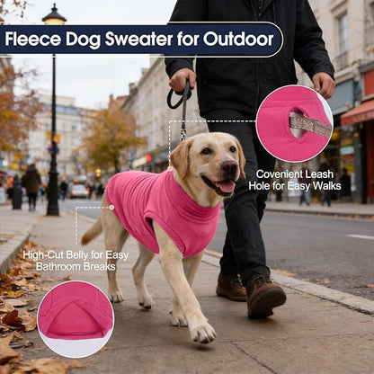 IECOii 2 Pack Dog Sweaters Vest Fleece, Warm Fall Winter Coat for Small Dogs with Leash Hole, Soft Stretchy Pet Pullover Clothes for Indoor Outdoor Walking (Size M, Rose Red & Dusty Pink)