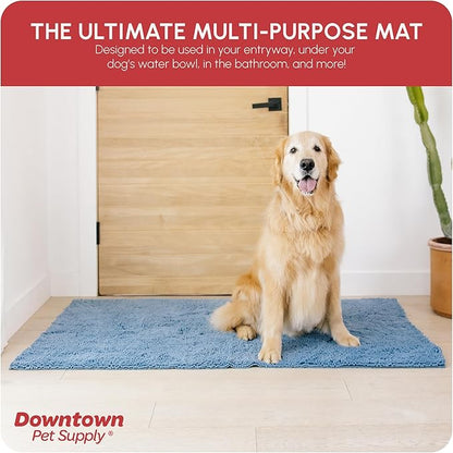 My Doggy Place Dog Mud Mat, 60" x 36" Faded Denim – Thick Microfiber Entry Rug for Snow, Mud & Salt – Absorbent, Quick-Dry, Washer-Safe & Non-Slip, X-Large