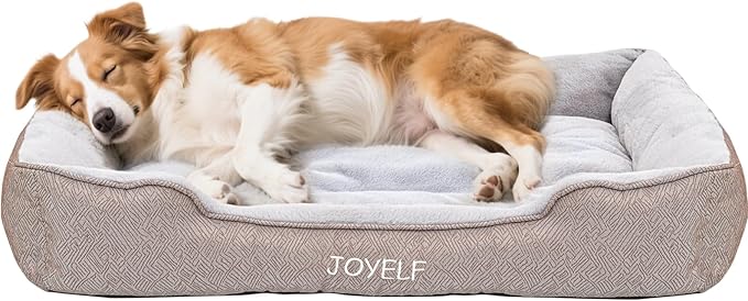 JOYELF Rectangle Dog Bed Calming Cat Bed Sofa, Cute Fluffy Pet Couch Bed for Dogs and Cats - Large(Upgraded Version)