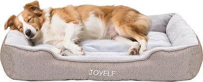 JOYELF Rectangle Dog Bed Calming Cat Bed Sofa, Cute Fluffy Pet Couch Bed for Dogs and Cats - Large(Upgraded Version)