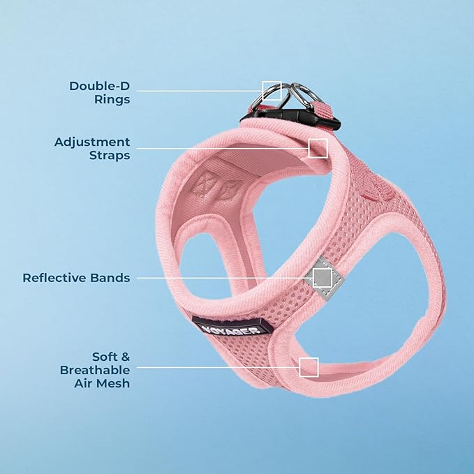Best Pet Supplies Voyager Step-in Air Harness - All Weather Mesh, Reflective, No Pull Harness for Dogs, Cats - Secure with Hook & Loop Fastener, Buckle, Double D-Rings - Pink, XXS