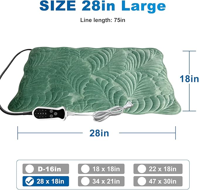 Quwzayail Dog Heating pad, Waterproof Outdoor Heating Pad for Cats Adjustable Thermostat, 9 Gears and time Settings,Chew Resistant Steel Cord (28.0" L x 18.0" W x 0.5" Th, Green)
