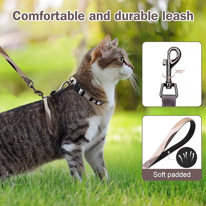 Hikiko Cat Harness and Leash Set Escape Proof Adjustable Walking Travel Soft Kitten Harness for Small Medium Large Cats (Color Block, S)