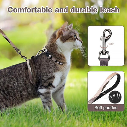 Hikiko Cat Harness and Leash Set Escape Proof Adjustable Walking Travel Soft Kitten Harness for Small Medium Large Cats (Color Block, S)