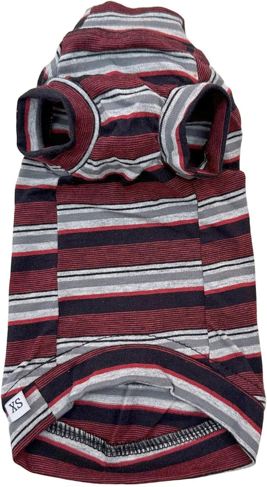 Vintage Stripes Sphynx Hairless Cats Shirt Cotton Cat Turtleneck Pet Clothes Kitten T-Shirts with Sleeves for Sphynx Cats (Old School, X-Small)