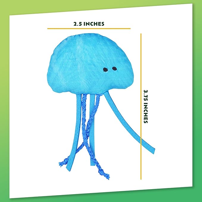 KITTY KA-ZOOM ZOOMIE Jelly Fish - Refillable Catnip Toy + Catnip | High Potency Hand Harvested Fresh Catnip | Soft Plush for Engaging Play