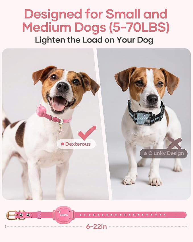 Jugbow Dog Training Collar - 4200FT Remote Dog Collar with 3 Training Modes for Small Dogs with Pet ID Tag & Security Lock, IPX8-Waterproof Rechargeable E-Collar for Mini Small Medium Dogs (Pro Pink)