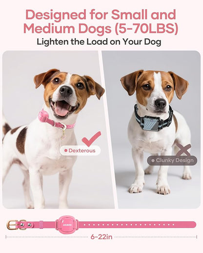Jugbow Dog Training Collar - 4200FT Remote Dog Collar with 3 Training Modes for Small Dogs with Pet ID Tag & Security Lock, IPX8-Waterproof Rechargeable E-Collar for Mini Small Medium Dogs (Pro Pink)
