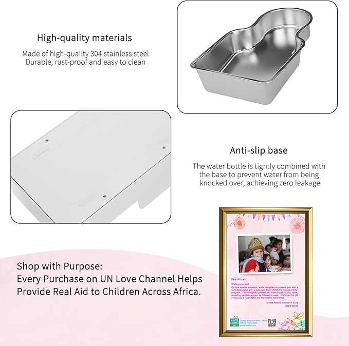 RIZZARI Stainless Steel Pet Waterer: 9L White Gravity Fed Water Dispenser Leak-Proof for Senior Dogs Joint Care Home Owners - with Filter - Bedroom Garden Use