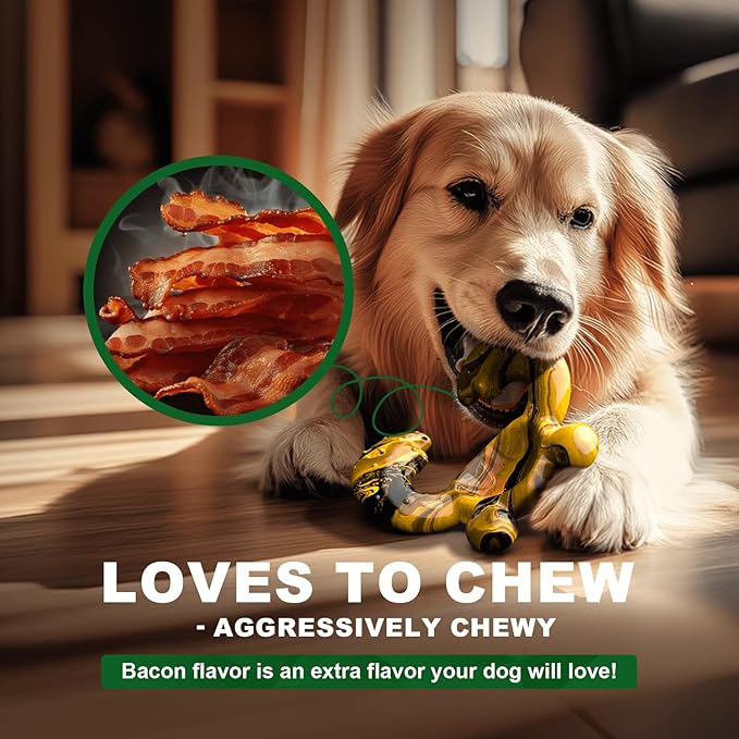 Dog Chew Toys for Aggressive Chewers – Tough Indestructible Dog Toy for Large Dogs, Durable Long-Lasting Chew Bones, Heavy Duty Interactive Dog Toys to Keep Dogs Busy & Relieve Boredom