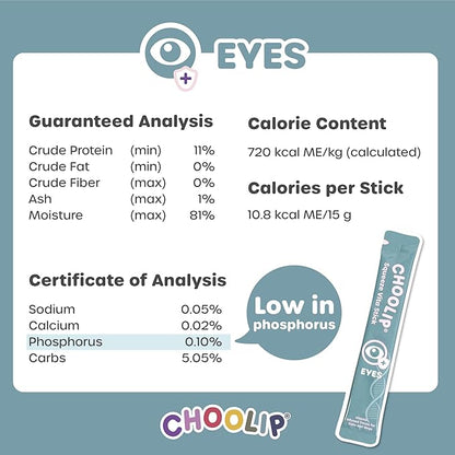 Choolip Squeeze Vita Stick Lickable Cat and Dog Treats, 7-Count Eye Support, Chicken and Tuna with Lutein, Grapeseed Extract and Vitamin E, Vet-Formulated