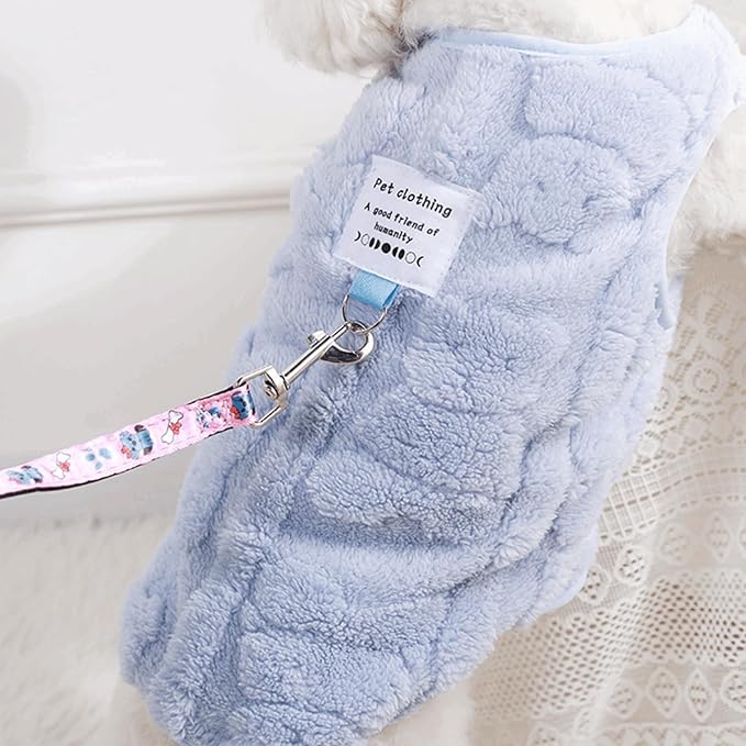 Warm Cat Apparel Cute Fluffy Cat Sweatshirt Cartoon Kitten Winter Coat Pullover Soft Skin-Friendly Knitwear (Large, Blue)