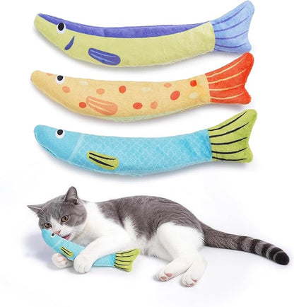 PURETOY Catnip Toys, [12000mg] Extra Large Cat Toys for Indoor Cats, 100% Natural North American Catnip Floppy Fish, Crinkle Sound, Soft Cotton-Free Surface for Chewing, Teething & Kicking