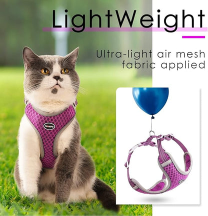ThinkPet Reflective Breathable Soft Air Mesh No Pull Puppy Choke Free Over Head Vest Ventilation Harness for Puppy Small Medium Dogs and Cats (Purple,XS)