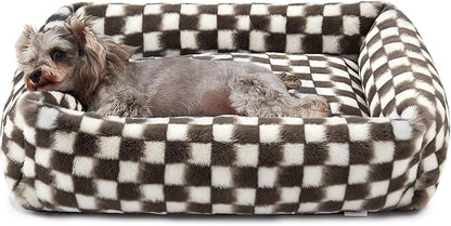 JOEJOY Small Dog Bed for Small Dogs, Rectangle Washable Orthopedic Corduroy Fleece Pet Bed with Removable Zipper Cover, Cute Soft Calming Puppy Bed with Non Skid Bottom