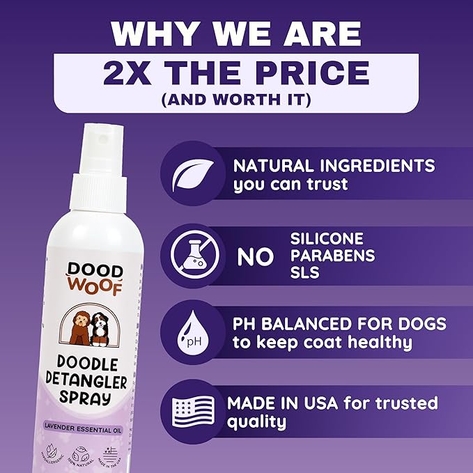 Dog Detangler Spray Dematting for Doodle - Natural Dog Leave in Conditioner Spray for Grooming and Mat Removal, Detangler Spray for Dogs Matted Hair, Puppy Poodle Detangler & Grooming